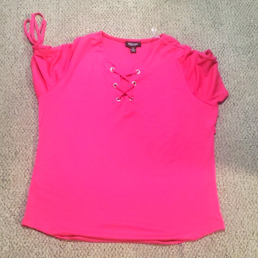 Lace up short sleeve top